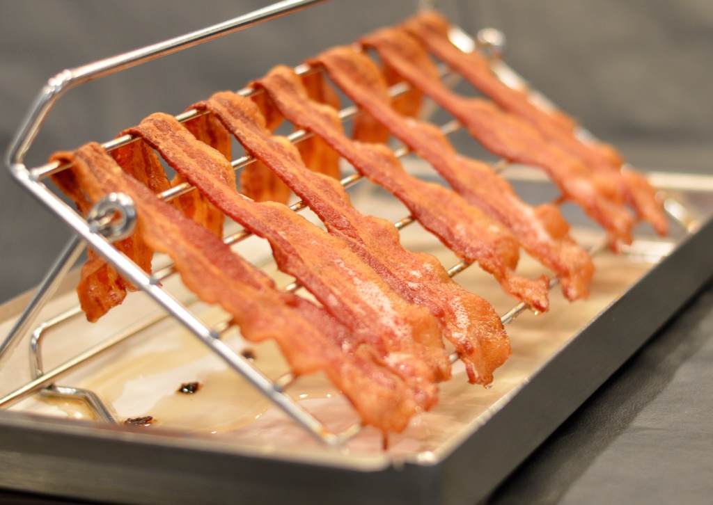 Cook the bacon over bacon oven rack